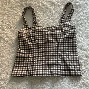NWT Abercrombie & Fitch Sweetheart Corset Brown Plaid